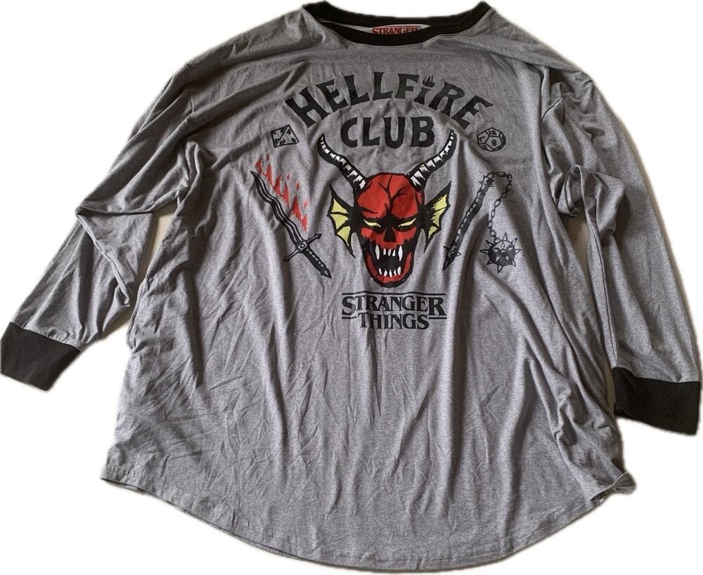 Stranger Things Hellfire Club Long Sleeve Sleep Shirt Nightgown Ladies XL 16/18